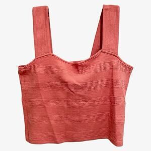 Anthropologie Daily Practice Textured Cropped Tank Top Size XL Pink Wide Strap
